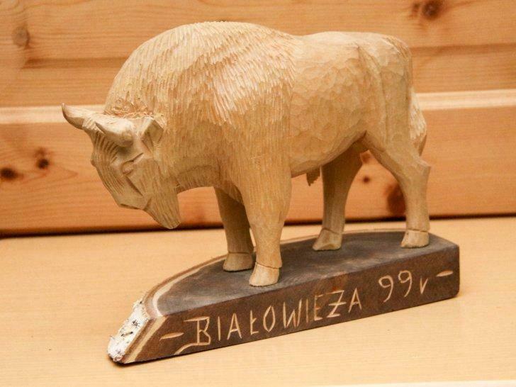 Art-antiquité_sculpture bois_97_bison_Pologne, Antiek en Kunst, Ophalen of Verzenden