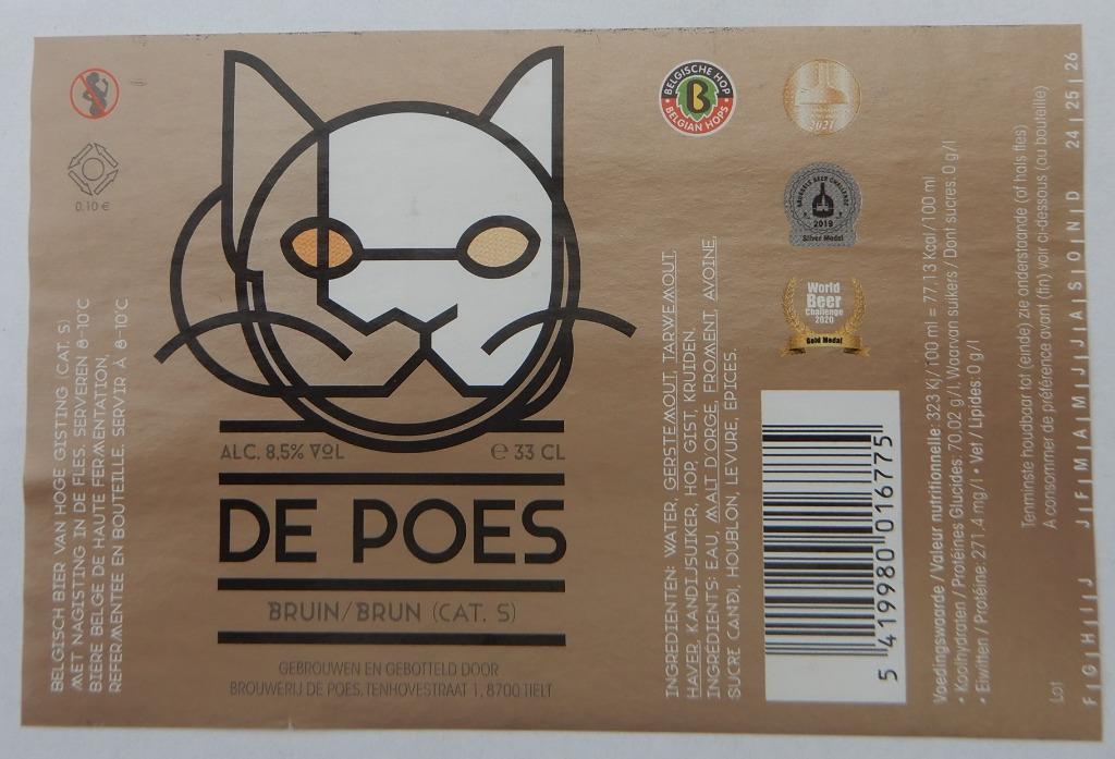 Étiquette de bière Brune Brasserie De Poes (11i5), Envoi, Utilisé
