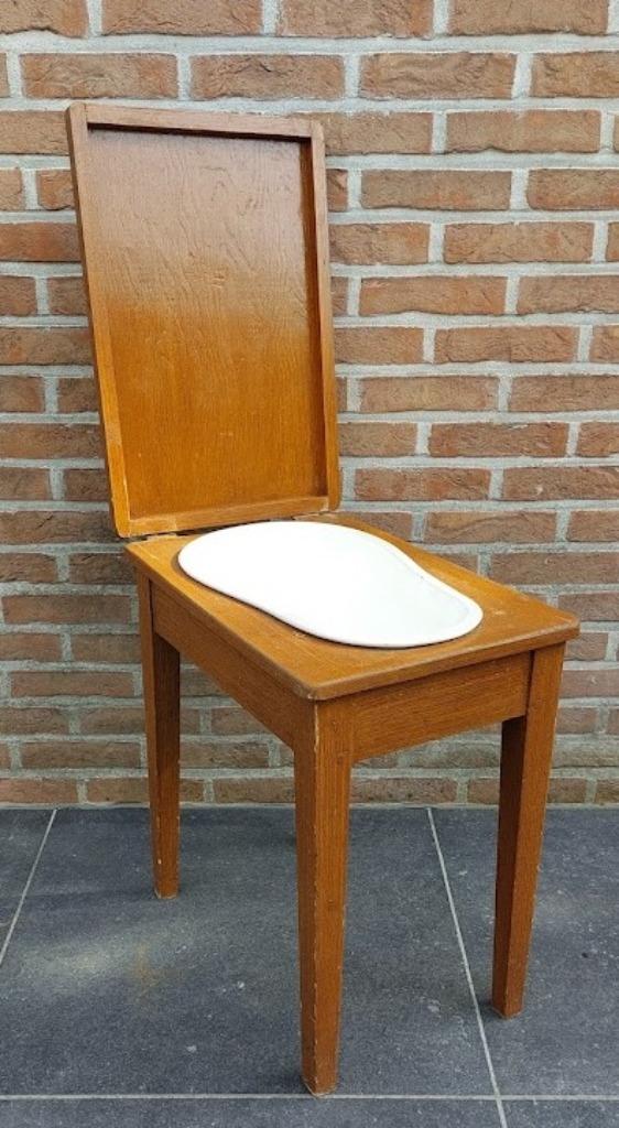 Ancienne table bidet en bois et céramique émaillée, Enlèvement