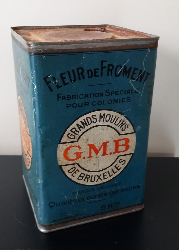 Ancienne boîte en métal Fleur de froment G.M.B. pleine, Enlèvement ou Envoi, Utilisé, Autre, Autres marques