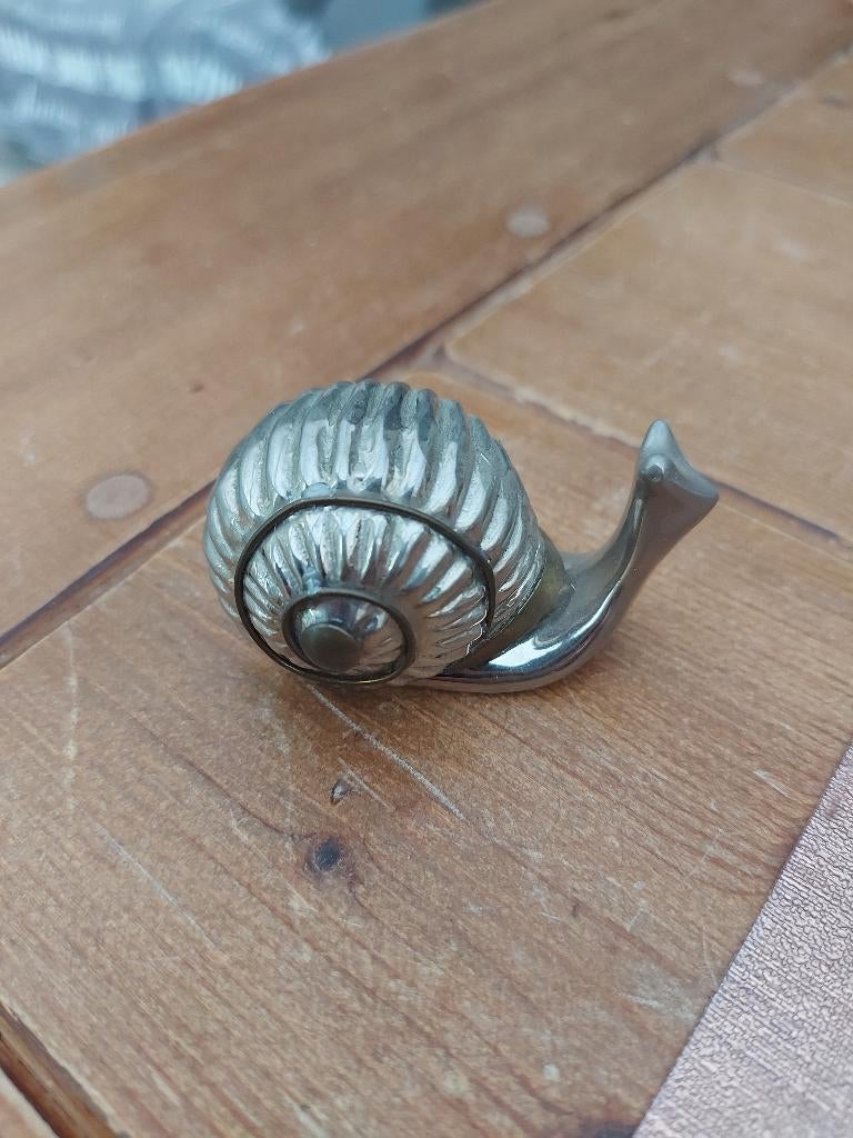 Vintage messing verzilverde slak voor ring. 1970, Antiek en Kunst, Ophalen of Verzenden