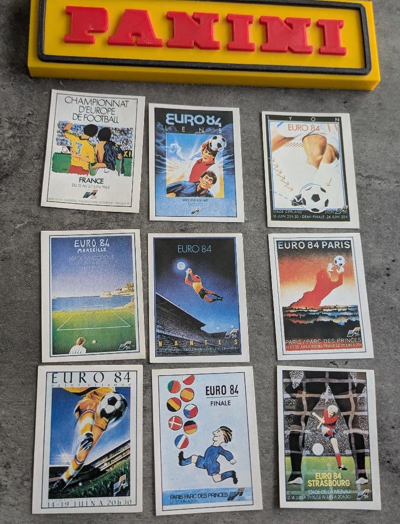 AUTOCOLLANTS PANINI FOOTBALL EURO 84, 9 pièces rares, Envoi, Neuf