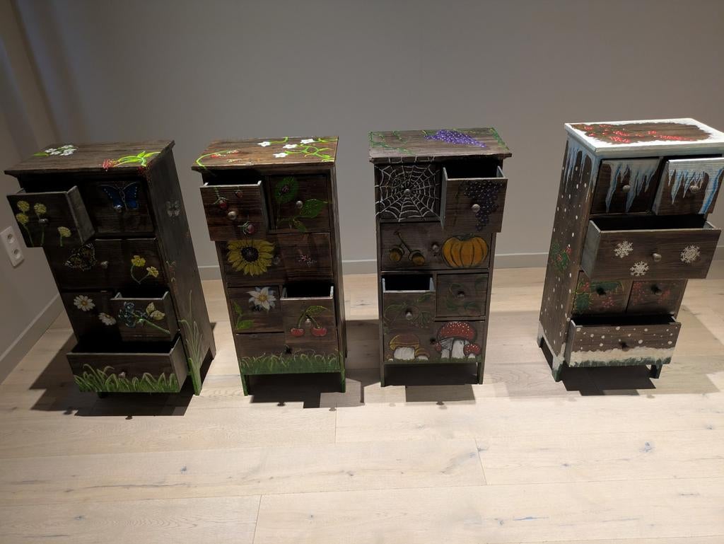 Houten beschilderde kastjes, Antiek en Kunst, Ophalen of Verzenden