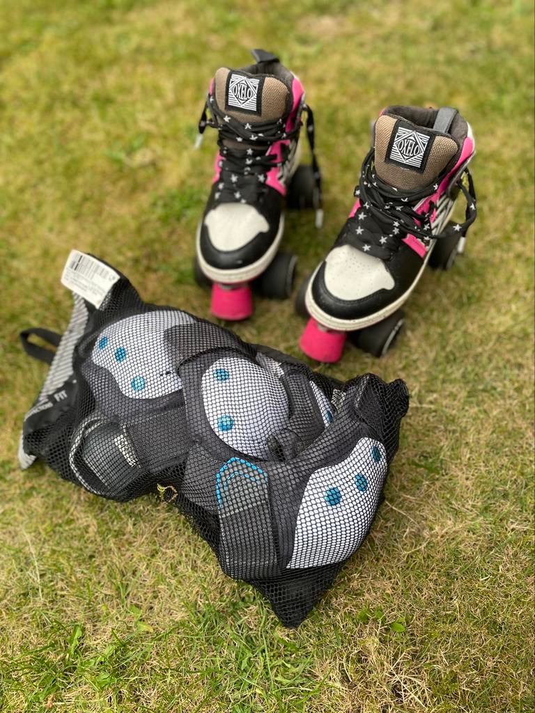 Rolschaatsen Oxelo maat 38 met beschermset, Ophalen of Verzenden, Zo goed als nieuw