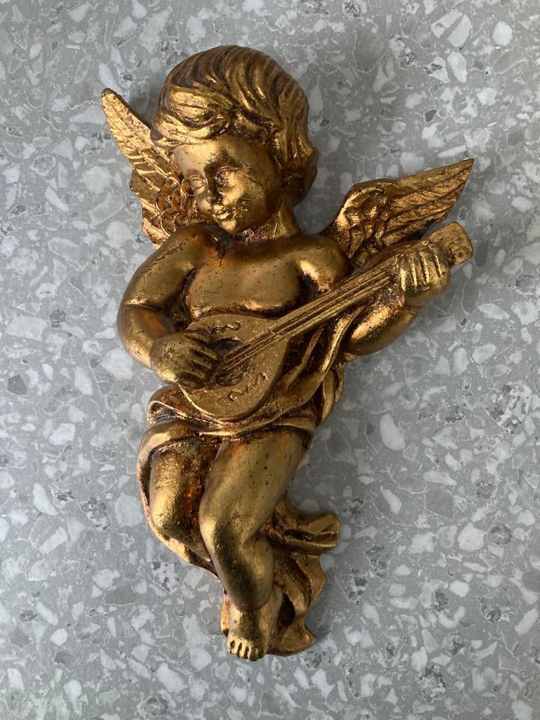 Ange volant, chérubin,  vintage à la dorure d’or,, Enlèvement ou Envoi