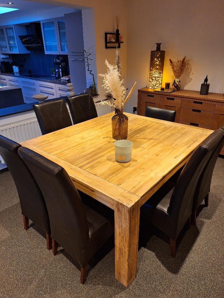 Teak eetkamertafel, Ophalen, 100 tot 150 cm, Teakhout, Zo goed als nieuw