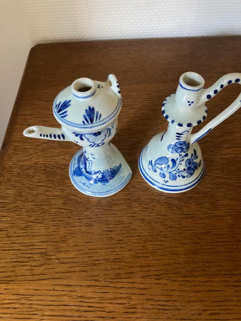 bouteille d'huile et de vinaigre en poterie bleue de Delft, Antiquités & Art, Enlèvement ou Envoi