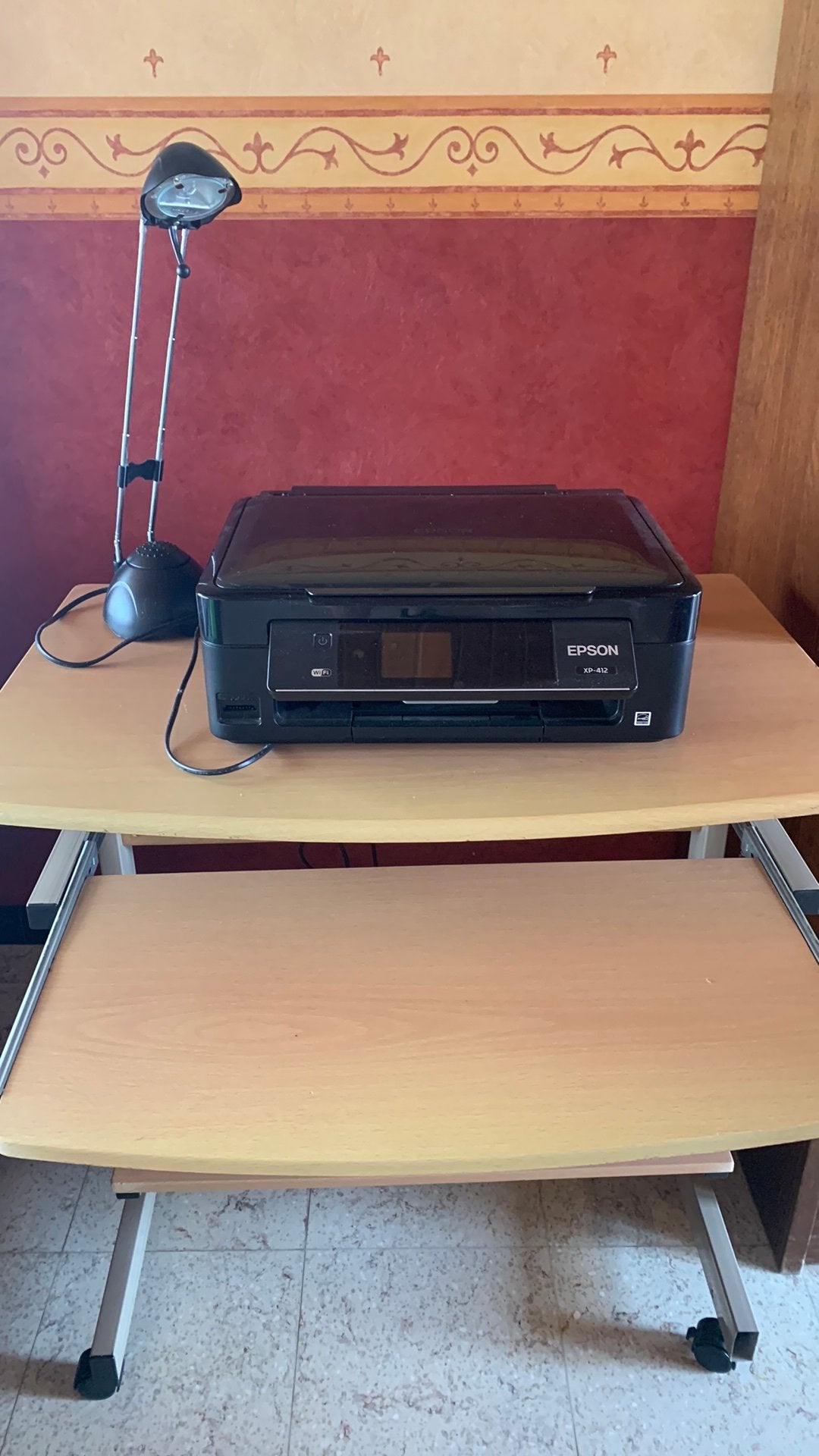 Computer tafel met bureaulamp en printer, Ophalen