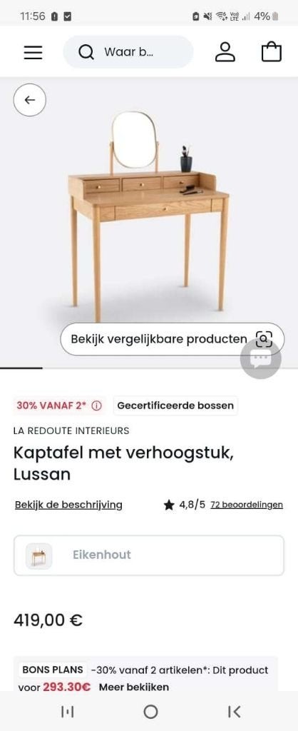 Kaptafel Lusson, 100 tot 150 cm, Vintage, Zo goed als nieuw, Hout