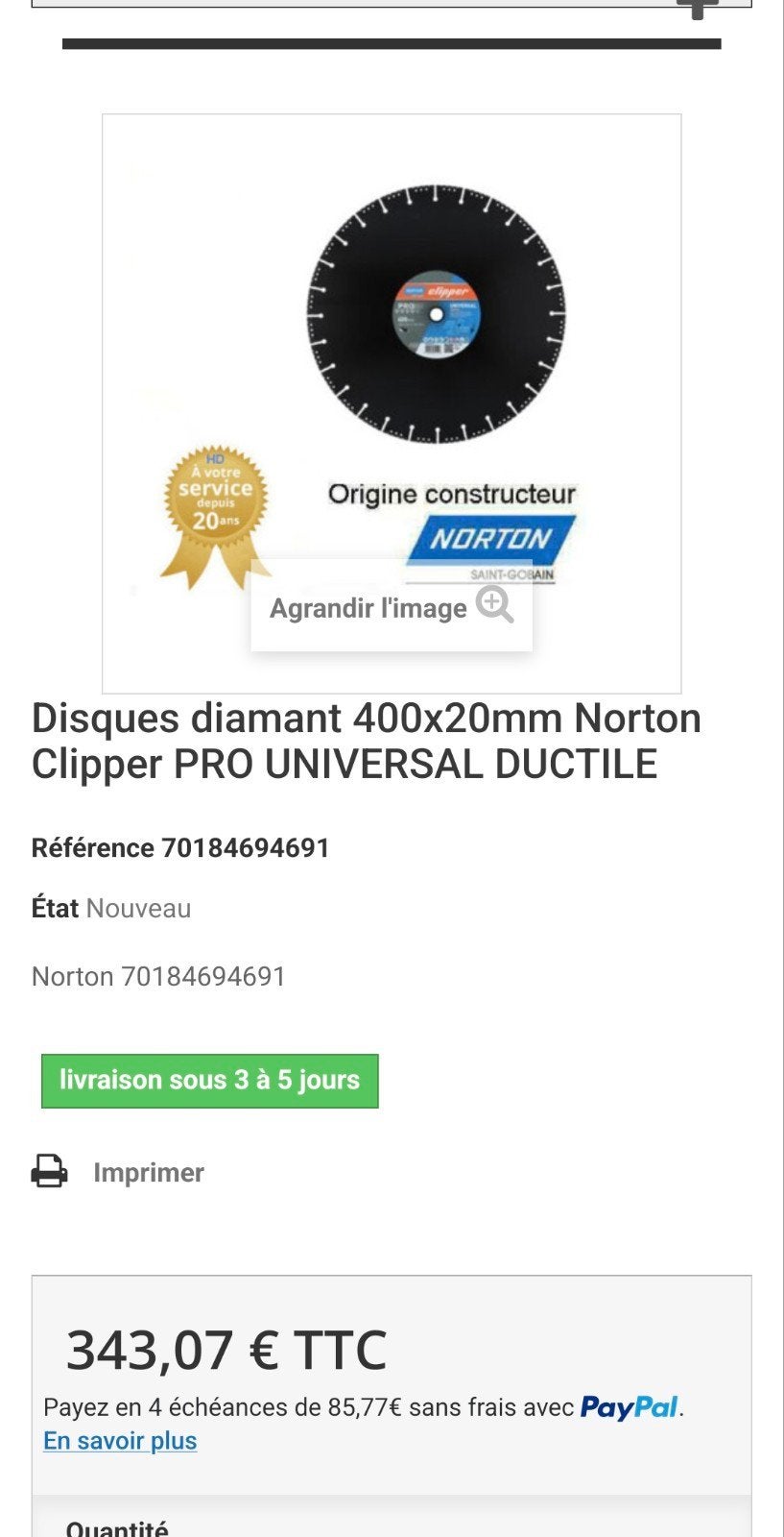 DISQUE UNIVERSAL 40020MM NEUF, Tickets & Billets