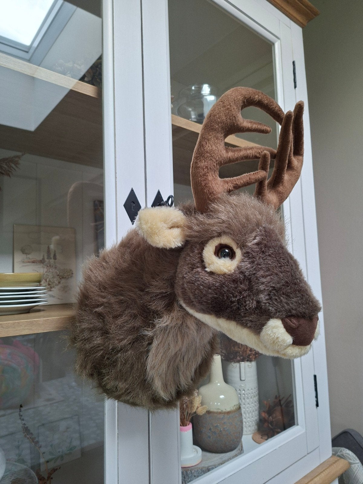 Eland kop in pluche, Enlèvement ou Envoi, Comme neuf, Brun