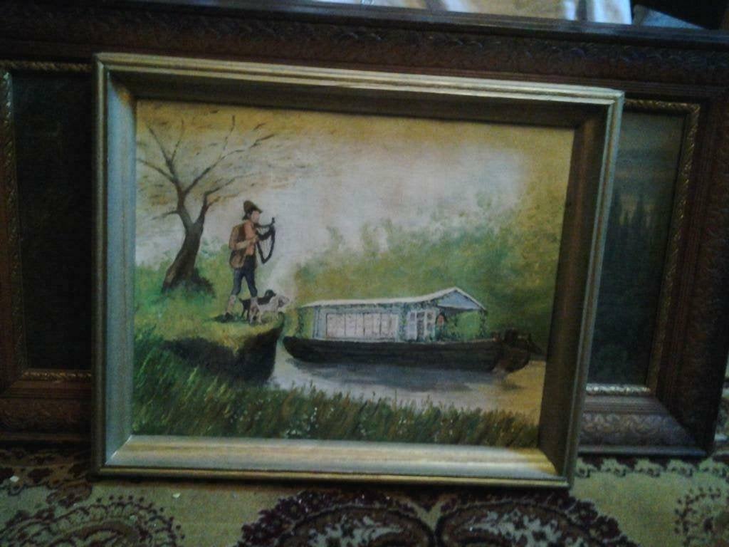 schilderij op doek landschap 50€ schilderij met paarden 60€, Ophalen, 50 – 75, Gebruikt, Schilderij