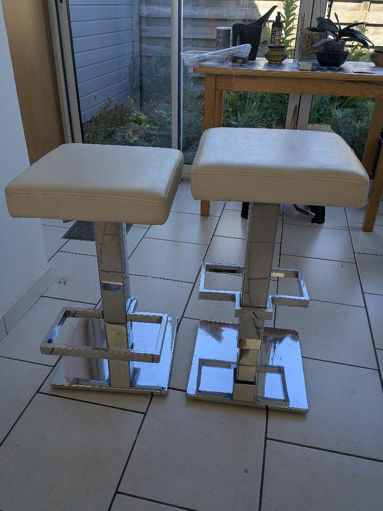 Paire de tabourets de bar, 2 tabourets, Comme neuf, Enlèvement, Cuir