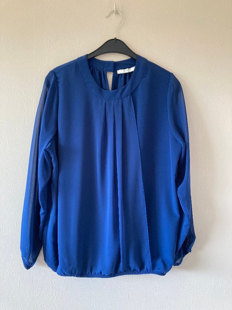 Blauwe dunne bloes met lange mouwen, Luna's, maat 42, Kleding | Dames, Blouses en Tunieken, Bruin, Maat 42/44 (L), Ophalen of Verzenden