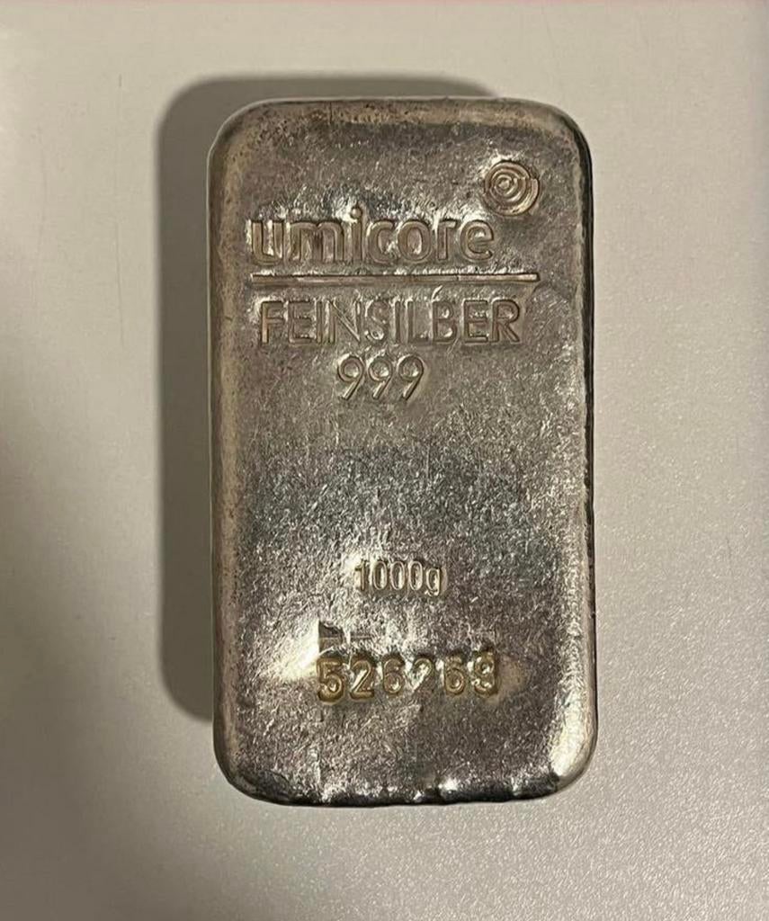 Kilo d'argent .999 - Umicore, Hemerle+Meule, Degussa, etc, Enlèvement, Argent