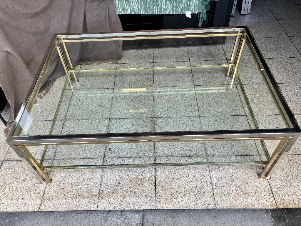 Glazen salontafel Belgo Chrom, Huis en Inrichting, Tafels | Salontafels, Ophalen, Gebruikt, 100 tot 150 cm, 50 tot 100 cm