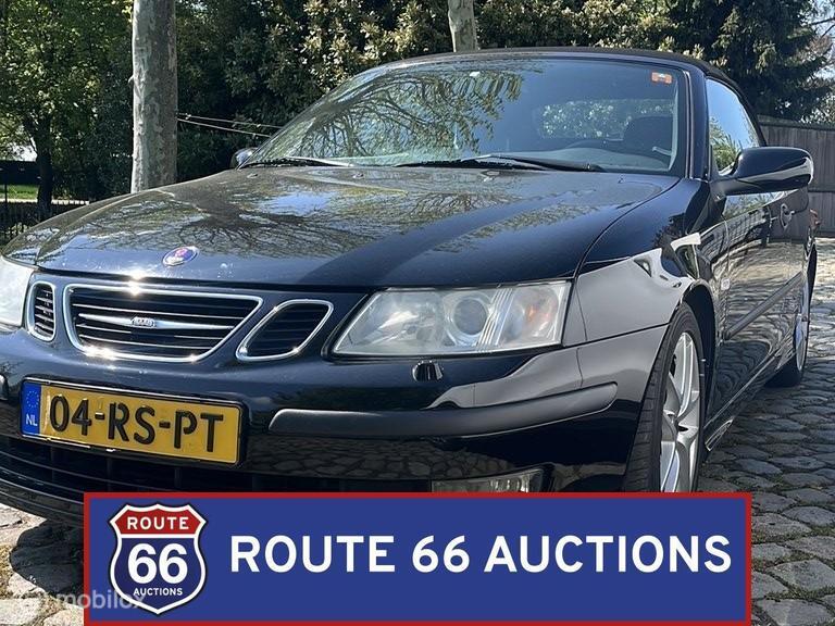 Saab 9-3 Aero Cabriolet | 2005 | Route 66 Auctions, Auto's, Saab, Gebruikt, Zwart, Bedrijf, Handgeschakeld