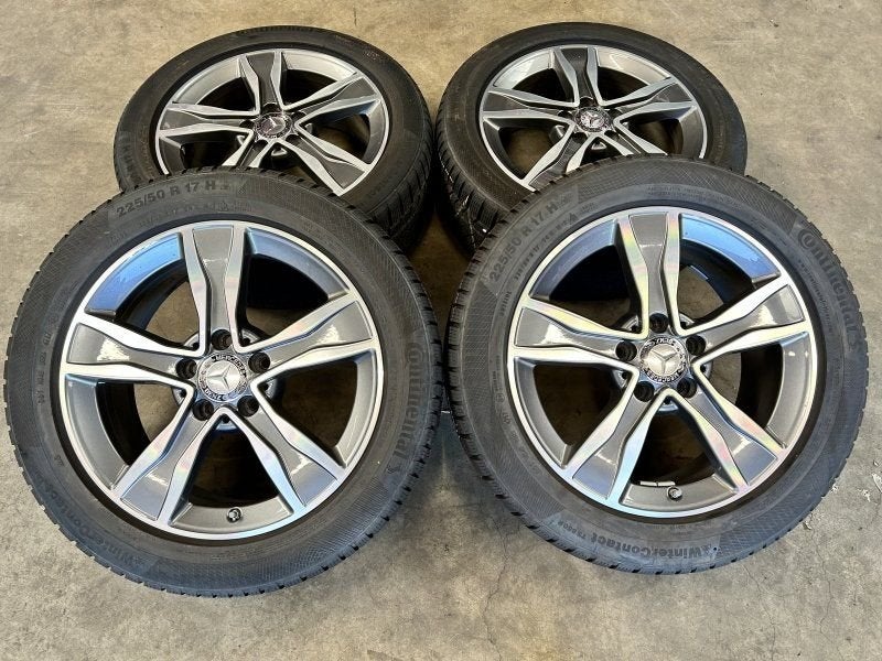 17 inch originele velgen + Continental winterbanden Mercedes, Auto-onderdelen, Gebruikt, -, -, Banden en Velgen