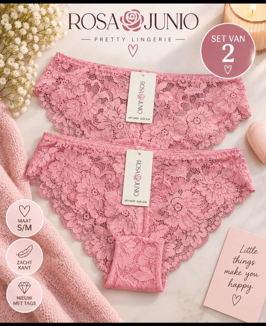 Rosa&Junio 2x Nieuwe slips Maat S/M, Rosa&Junio, Ophalen of Verzenden, Roze, Slip