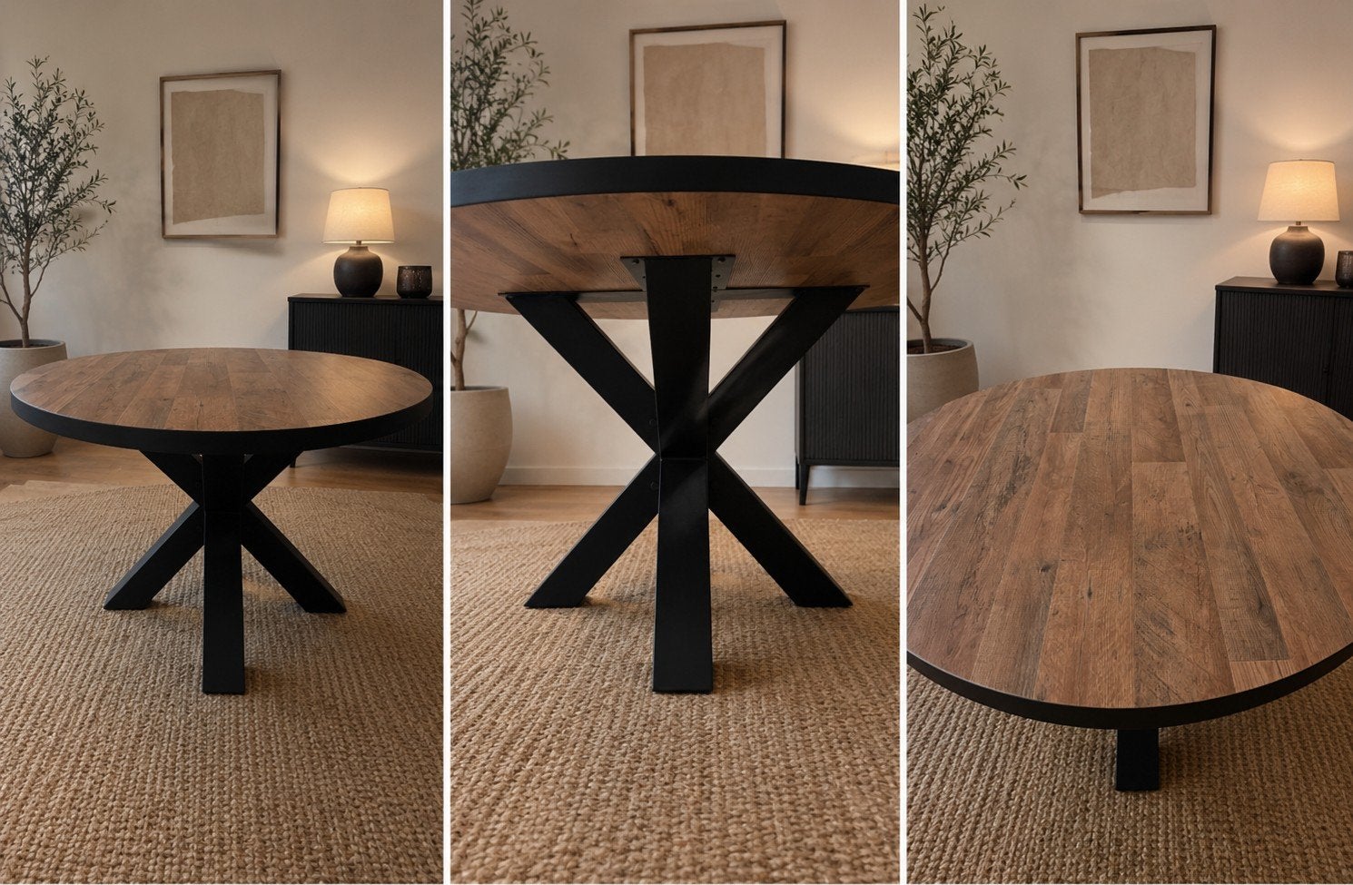 Ronde eettafel – parketlook | Ø 130 cm, Ophalen