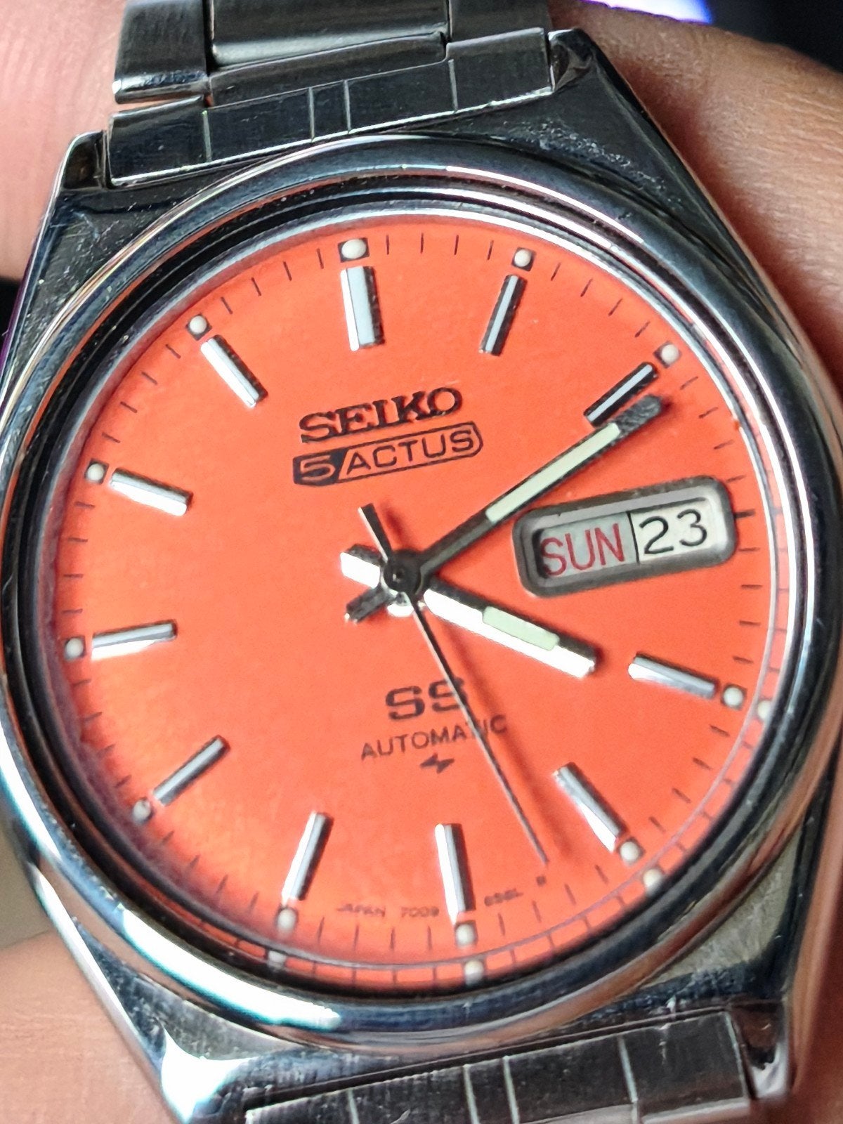 Montre automatique vintage Seiko 5 Cactus SS des années 70, Enlèvement ou Envoi, Comme neuf, Montre de poche, Seiko