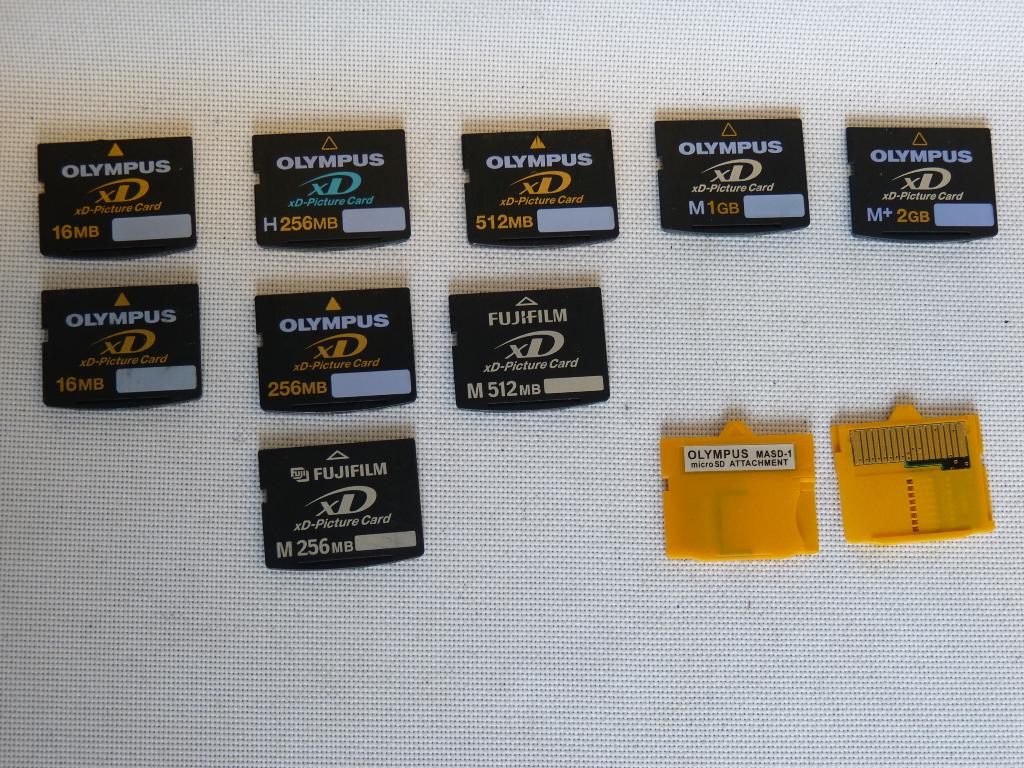 XD geheugenkaarten: 16, 256, 512mb en 1GB, 2GB, XD, Olympus / Fuji /Fujifilm, Zo goed als nieuw, Fotocamera