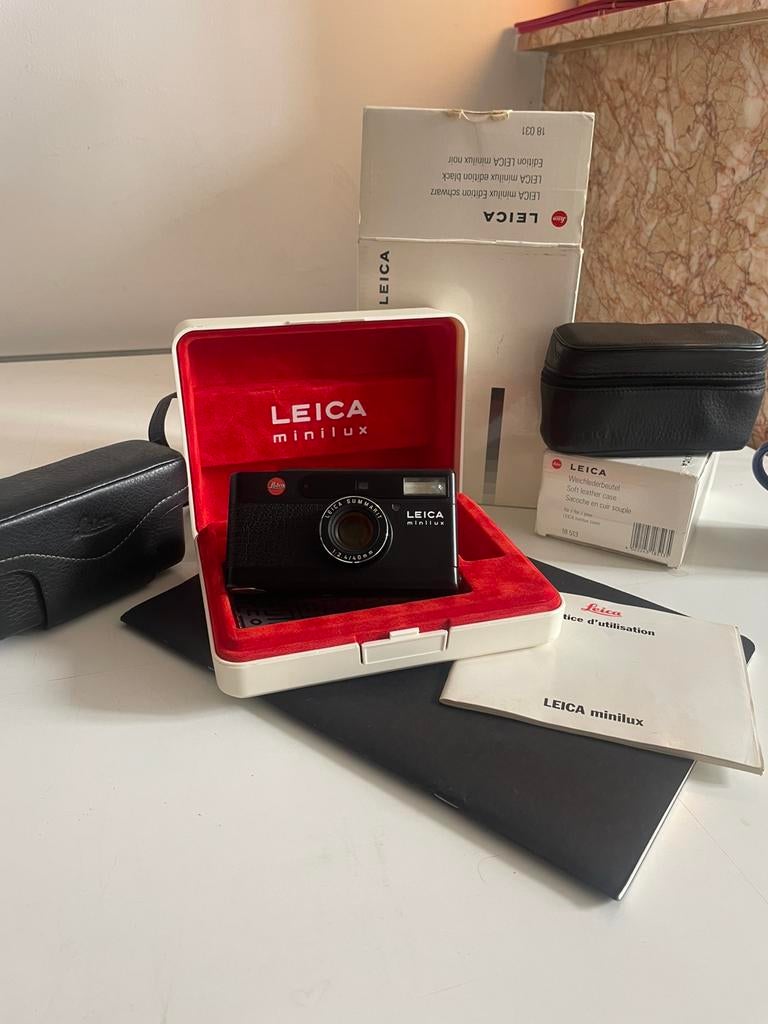 Leica minilux noir + cases, Audio, Tv en Foto, Fotocamera's Analoog, Ophalen, Zo goed als nieuw, Compact, Leica
