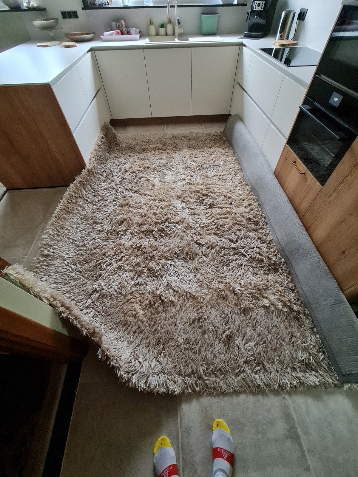 Tapijt, Ophalen, Gebruikt, Beige, 200 cm of meer