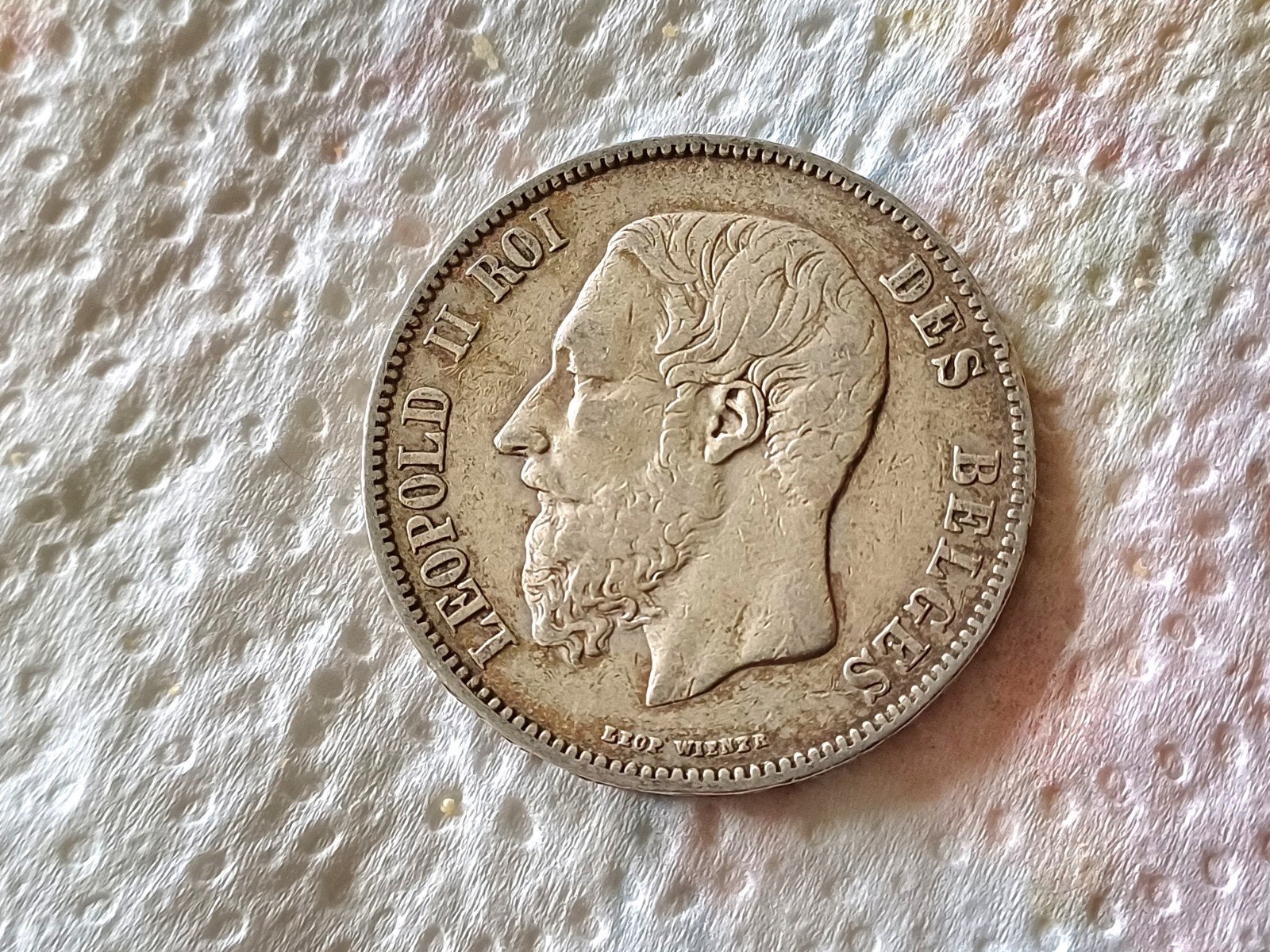 BELGIQUE 5 FRANCS 1869 LÉOPOLD II EN ARGENT, Timbres & Monnaies, Enlèvement ou Envoi, Monnaie en vrac, Argent, Argent