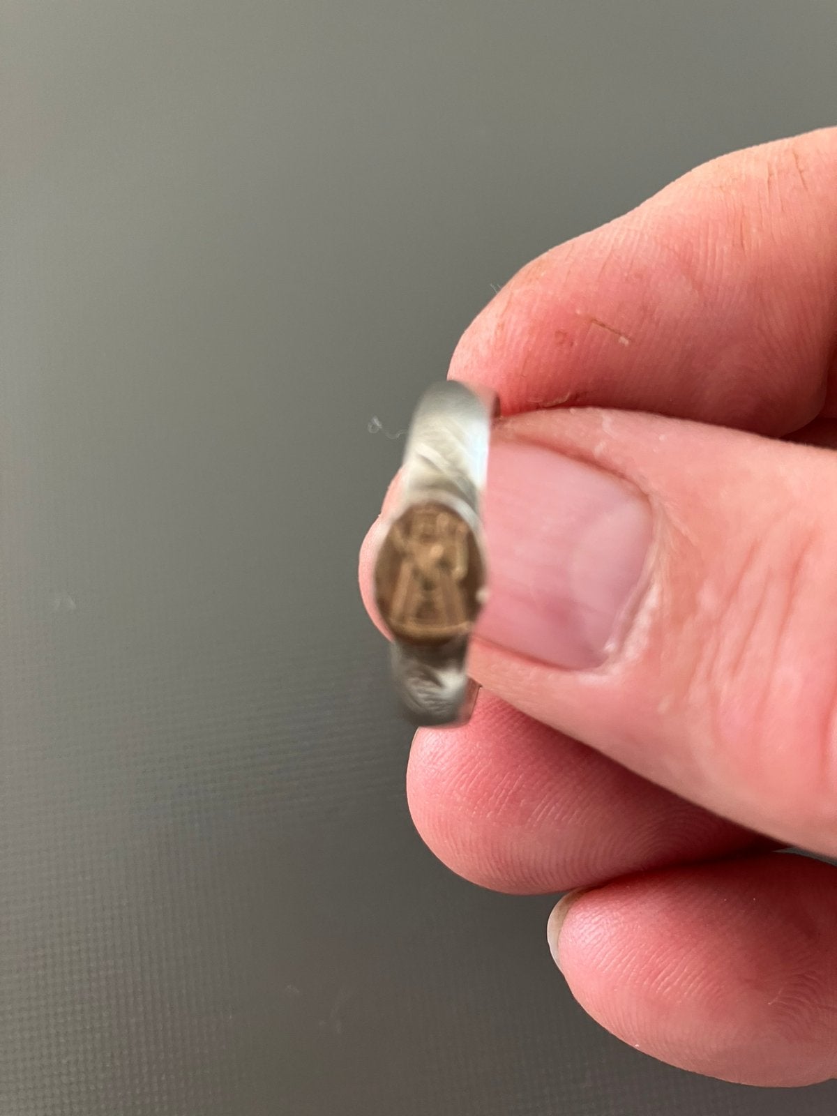 ZILVER/verguld religieuze ring, Maria en Kind., Ophalen of Verzenden, Zilver, Ring, Verguld