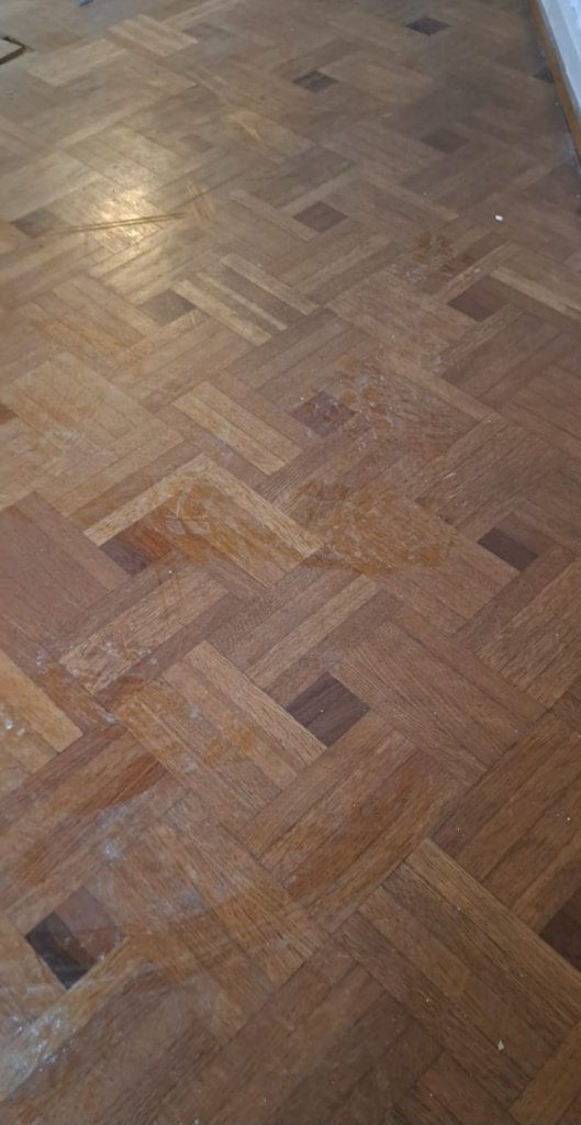 +- 25m2 parquet mosaïque ancien en chêne massif (Damier), 25 à 50 m², Parquet, Brun, Enlèvement