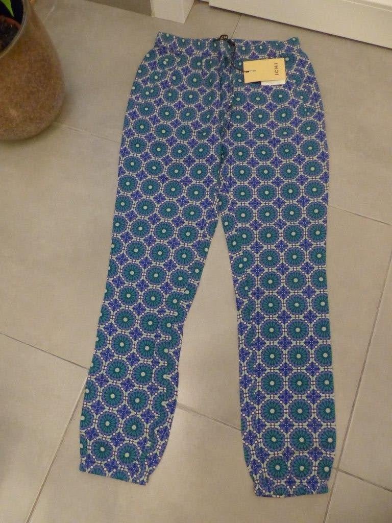 Ichi mooie losse broek met print - maat small, Kleding | Dames, Blauw, Ophalen of Verzenden, Zo goed als nieuw, Maat 36 (S)