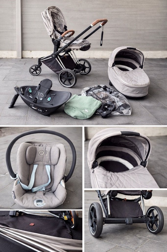 Cybex E-Priam buggy set – Maxi-Cosi, base en accessoires, Verstelbare duwstang, Zo goed als nieuw, Combiwagen, Ophalen