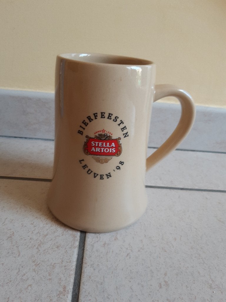 BIERPOT GOUDEN HOORN/STELLA  1998 (1/2 liter), Verzamelen, Biermerken, Ophalen, Nieuw, Glas of Glazen, Stella Artois