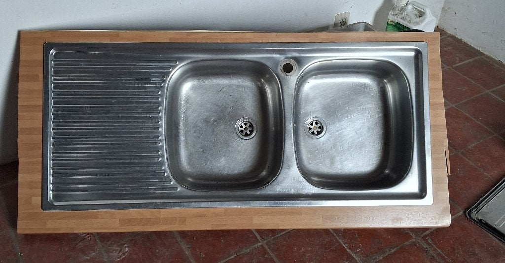 Evier de cuisine en inox, Maison & Meubles, Enlèvement, Utilisé