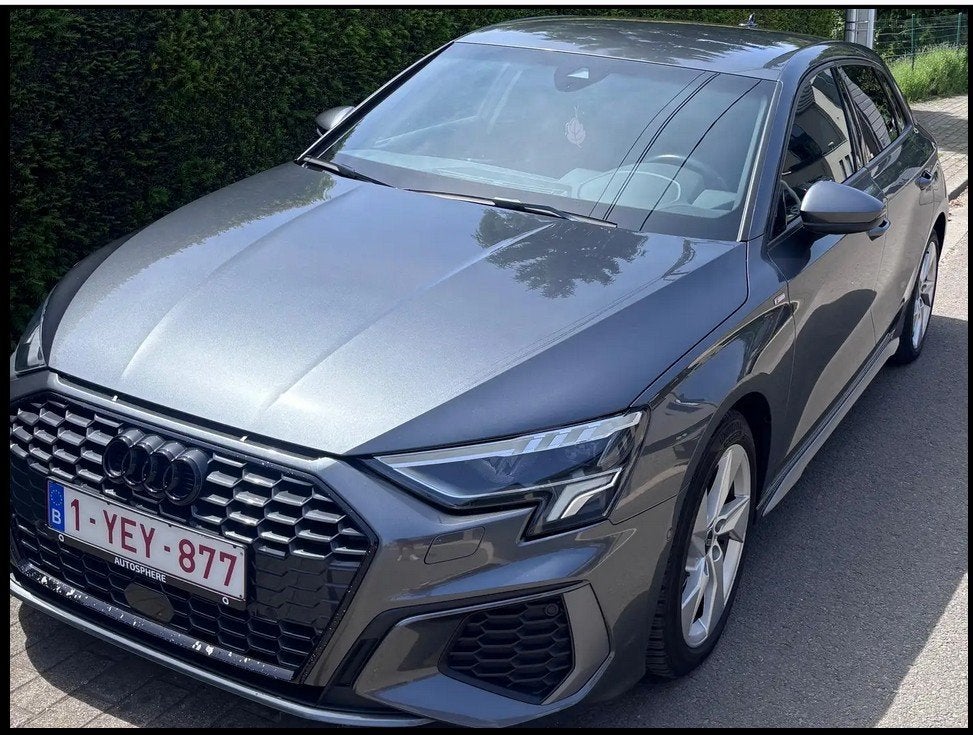 AUDI A3 S-LINE SPORTBACK 2021 85KW EURO6 AUTOMATIQUE, Autos, Audi, Cuir, Argent ou Gris, Euro 6, Carnet d'entretien