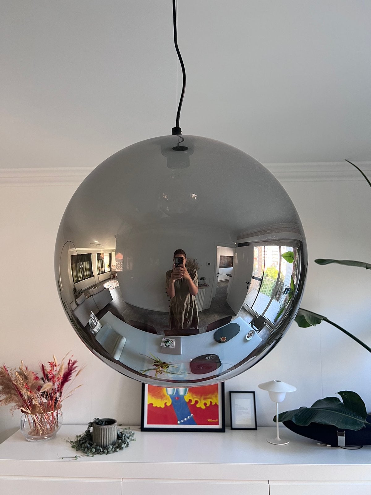 Grote glazen moderne hanglamp, Enlèvement, Comme neuf