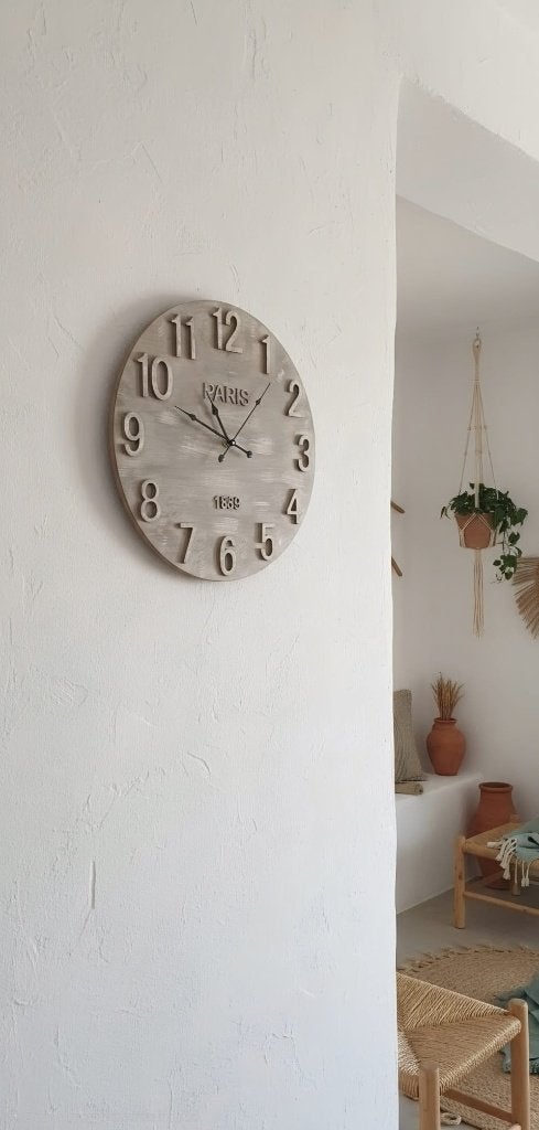 Grote Ibiza style wandklok 60 cm., Huis en Inrichting, Wandklok, Landelijk, Analoog, Handgemaakt