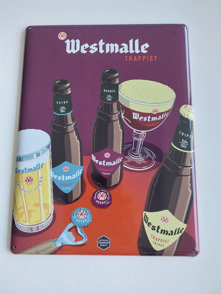 Blikken bord Westmalle Trappist, Ophalen of Verzenden, Zo goed als nieuw, Reclamebord