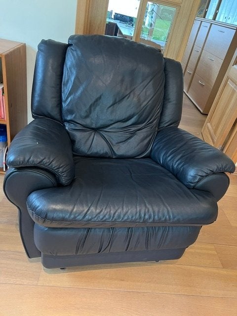 1 relax en 1 zetel blauw leder, 75 à 100 cm, Moins de 150 cm, Une personne, Enlèvement