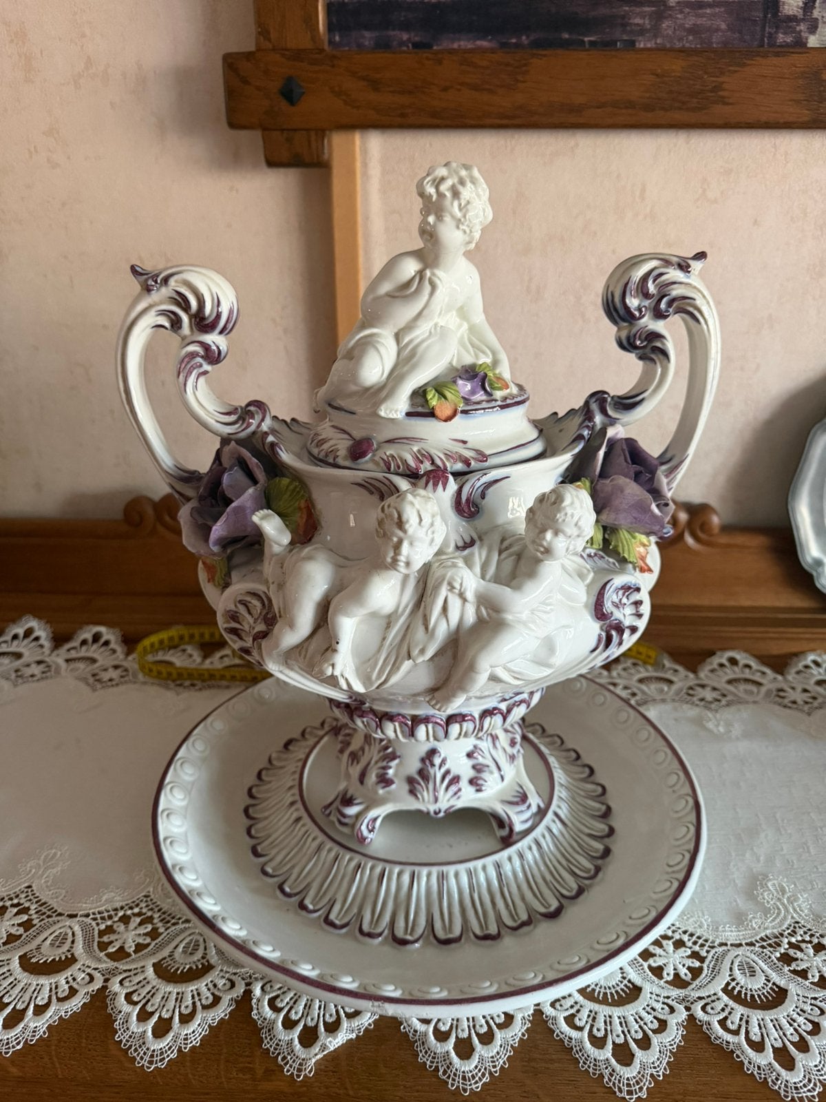vintage Italiaanse porseleinen terrine met schotel, Antiek en Kunst, Ophalen