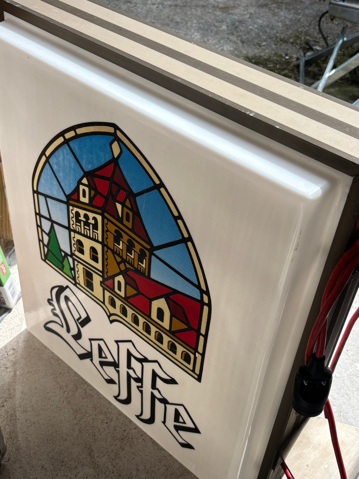 Lichtbak lichtreclame LEFFE zeldzaam, Verzamelen, Biermerken, Ophalen, Leffe