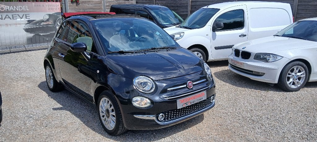 FIAT 500 CABRIO 2017 83000KM, Auto's, Cabriolet, Zwart, Handgeschakeld, Particulier