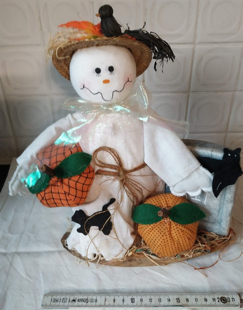 halloween spook op houten staander met attributen, Ophalen of Verzenden, Feestartikel