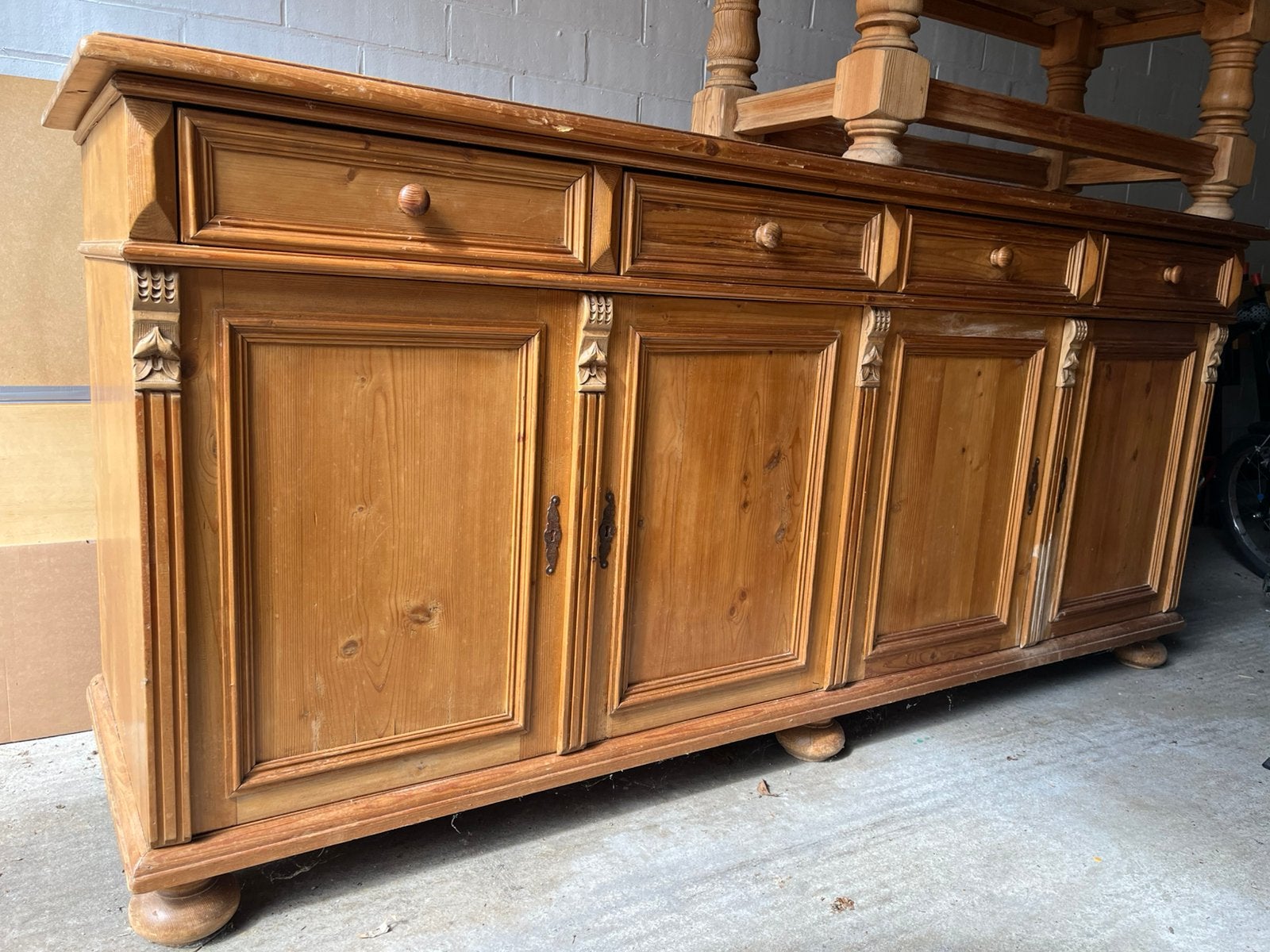 Massief beukenhouten dressoir naar Franse stijl - 200x58x90, Frans, 150 à 200 cm, Enlèvement, Utilisé