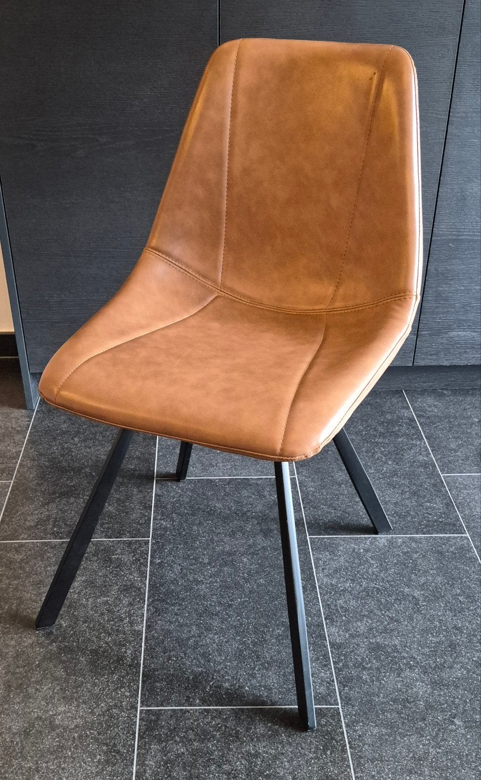 Kuipstoel lederlook,  8 stuks, Maison & Meubles, Chaises, Comme neuf, Brun, Enlèvement, Cinq, Six Chaises ou plus