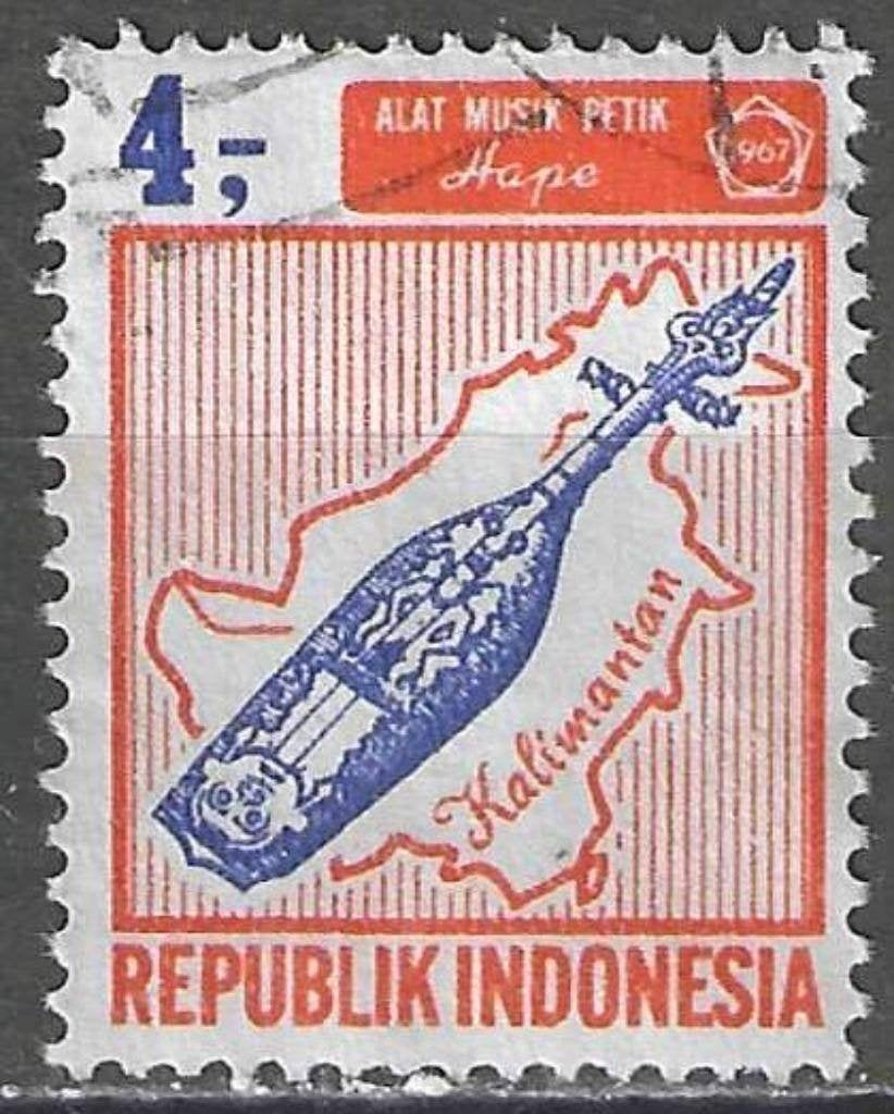 Indonesie 1967 - Yvert 505 - Muziekinstrumenten (ST), Postzegels en Munten, Verzenden, Gestempeld