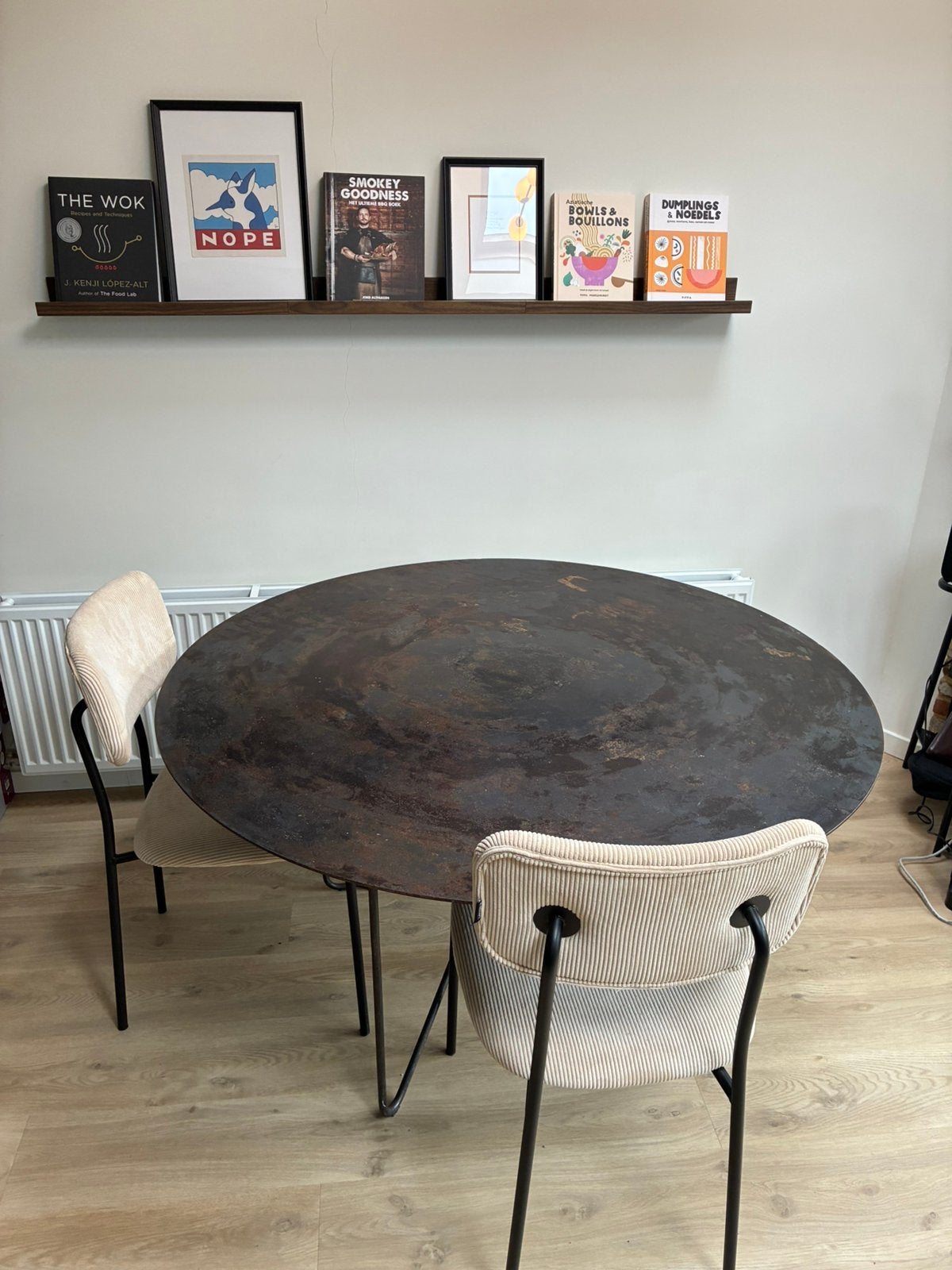 Unieke ronde stalen eettafel, Ophalen, Gebruikt, Rond, 100 tot 150 cm