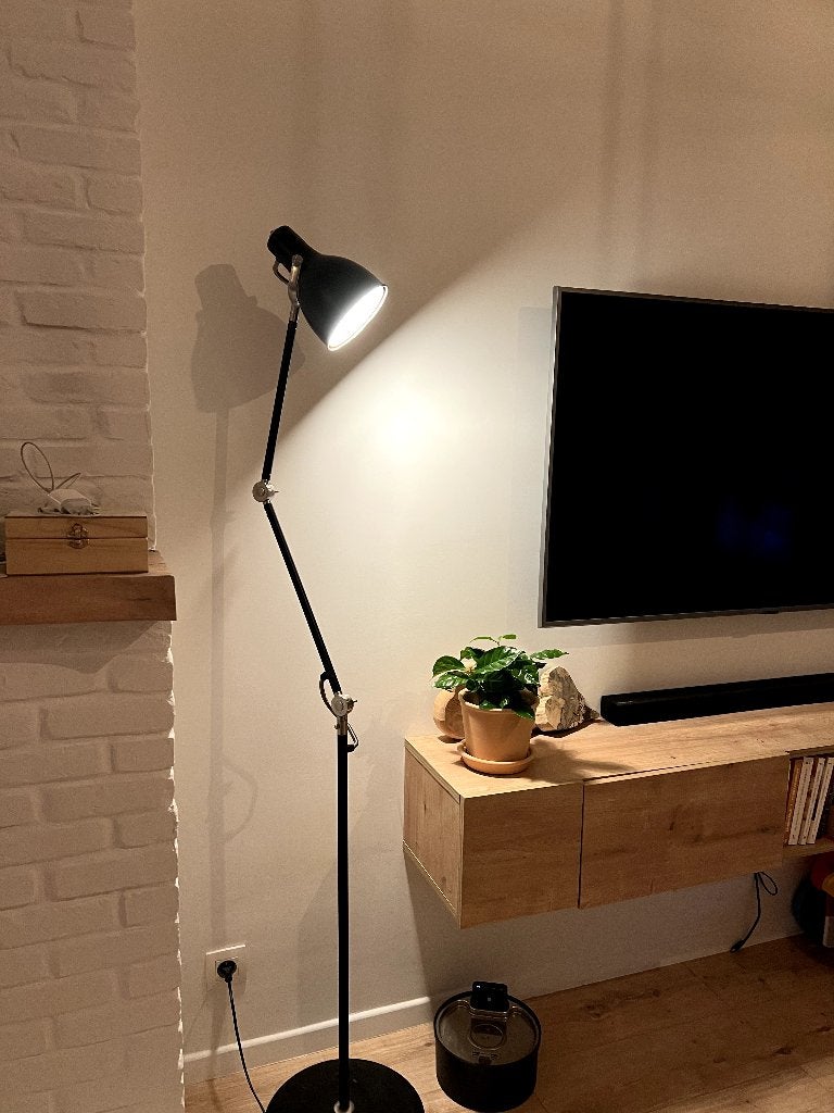 Lampadaire réglable et lampe de lecture IKEA ARÖD, noir, Maison & Meubles, Enlèvement, Comme neuf, Métal, 150 à 200 cm