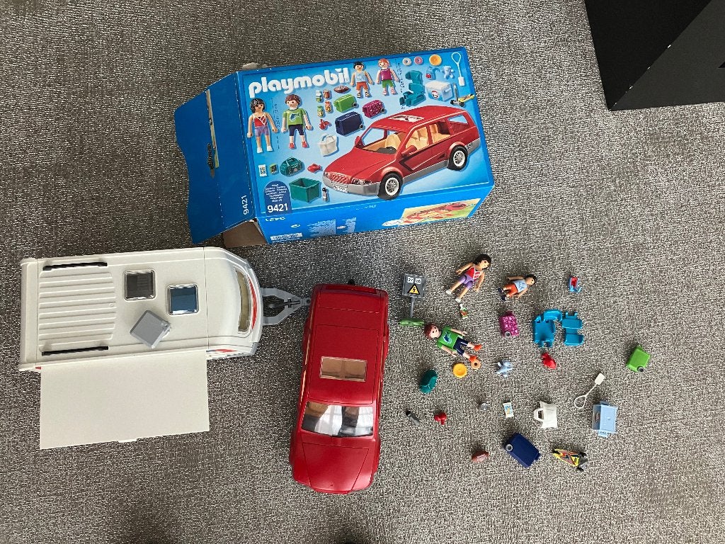 Voiture familiale Playmobil avec caravane, Enlèvement, Utilisé, Véhicule